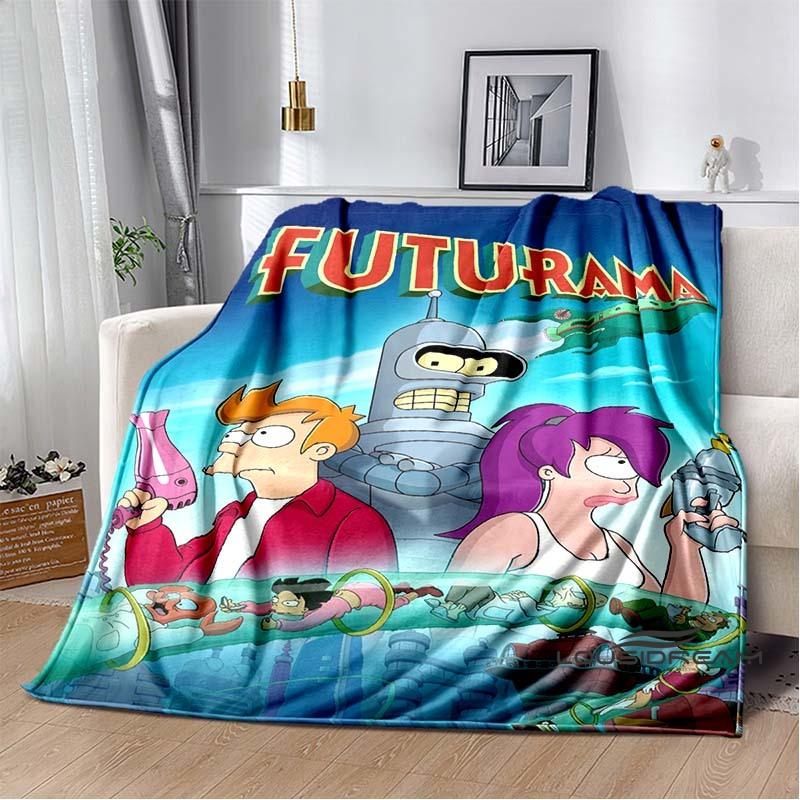 Cartoon (Futurama) print blanket. A warm and comfortable flannel blanket suitable for bedrooms, sofas, beds, chairs, picnics,