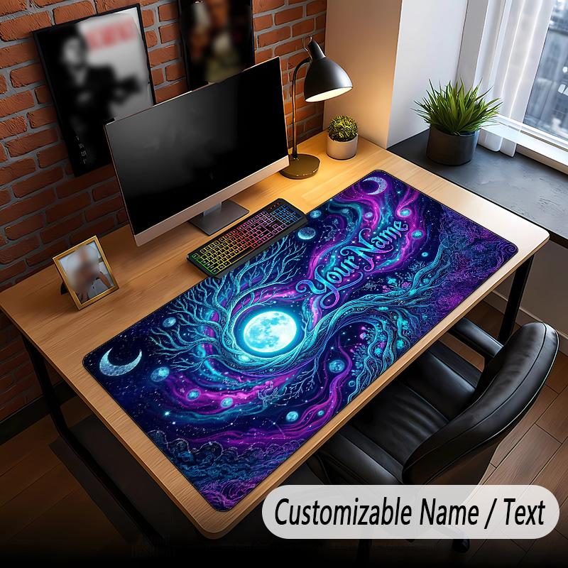 Space Cosmic Theme Custom Mouse Pad Personalized With Name Text Customized Desk Mat For Office Home Decor