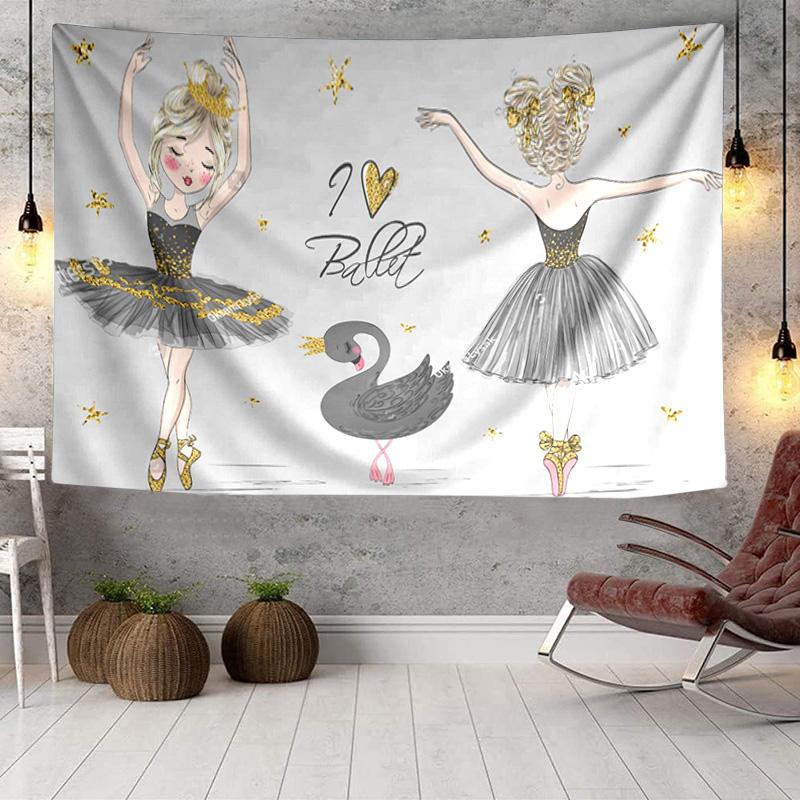 Ballerina And Swan Dance Tapestry Room Decoration Wall Hanging for Living Room Bedroom, dormitory, Birthday and Christmas gifts