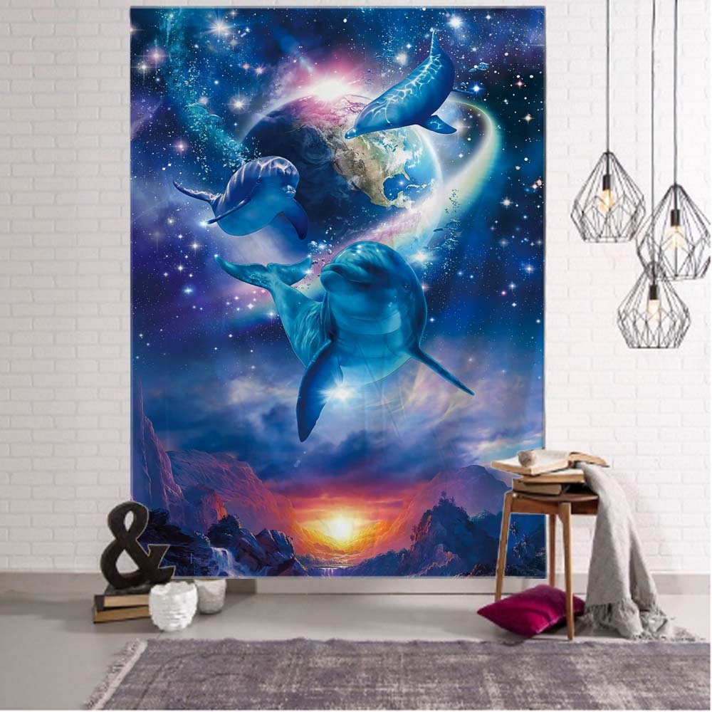 VIKAMA Psychedelic Wind Mushroom Tapestry Fadeproof Scifi Wall Wall Hanging Game Room Escape Room Music Festival Wall Tapestry