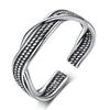 Fashion Hemp Rope Cross Interwoven Ring Men Jewelry Retro Open Ring 925 Sterling Silver Lady Index Finger Accessories Trendy