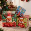 Reusable Holiday Display Sets 3Pcs Christmas Stackable Gift Box, Layered Cube Plastic Boxes with Santa Party Table Decor Snowman Reindeer, Tabletop