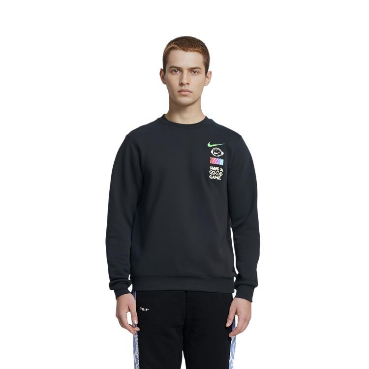 Nike Толстовки Мужские Черные С Круглым Вырезом Умеренные Обычные DC3938-010