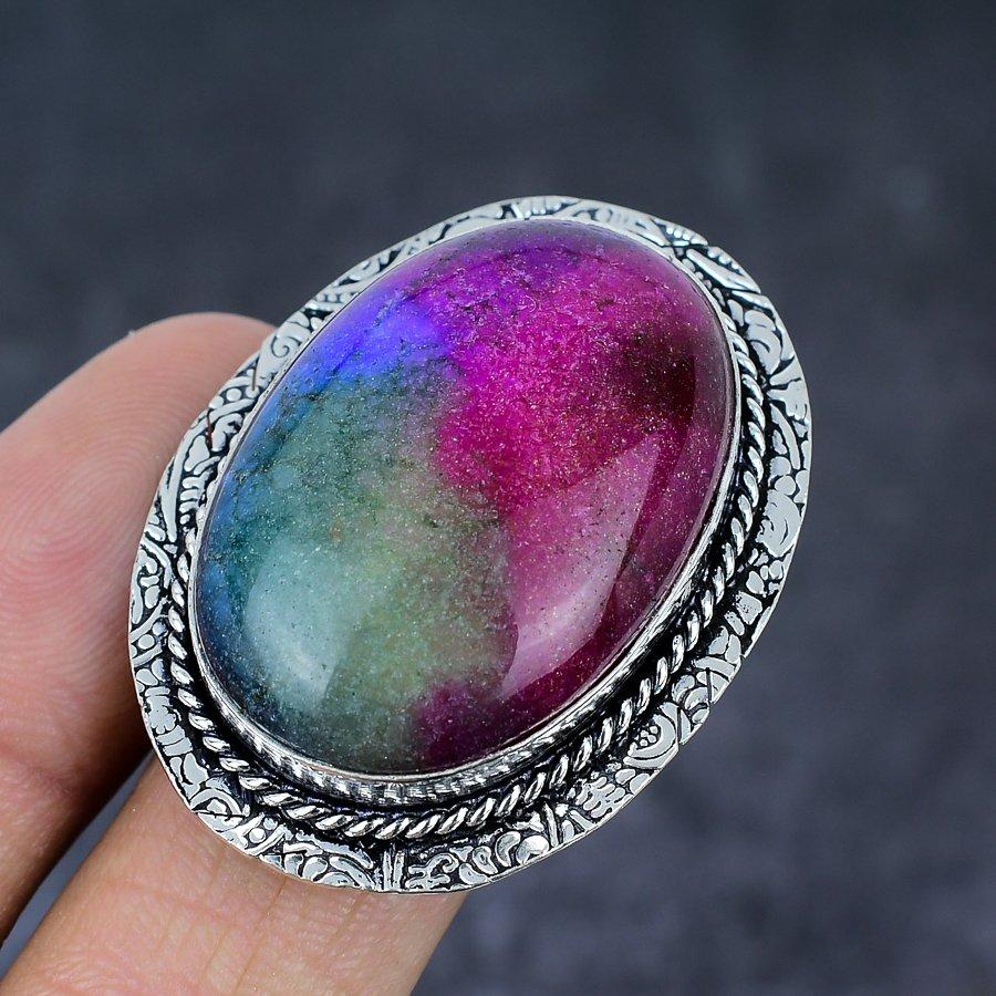 Rainbow Solar Quartz Gemstone 925 Sterling Silver Jewelry Gift Ring Size 9 s9B61