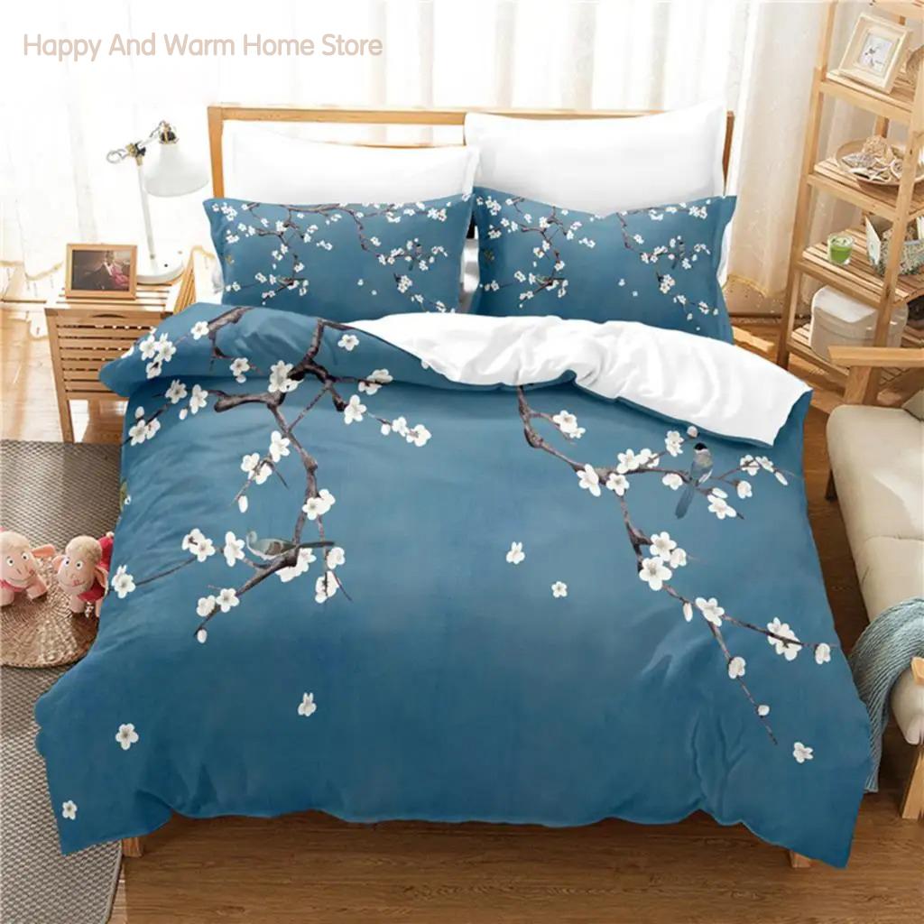 Blue Flower Duvet Cover Collection Fashion Bedding Collection Soft Comfortable Breathable Duvet Cover For Bedroom Guest Room Decor