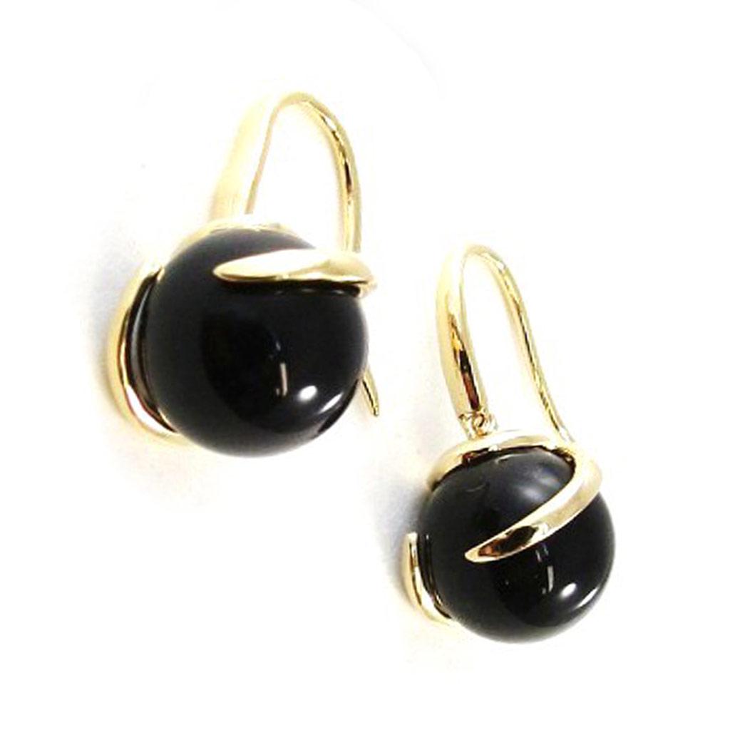 Les Trésors De Lily [I9853] - Позолоченные серьги «Руфь» из черного золота - 27x15 мм