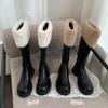 Женские высокие сапоги из молочно-белой овечьей шерсти, мягкая зимняя обувь 2024 года, выше колена для осени и зимы