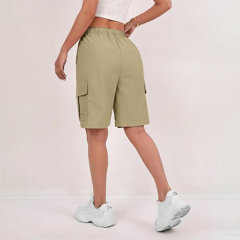 Women's Sports Shorts Casual Loose Solid Color High Waisted Pocket Shorts