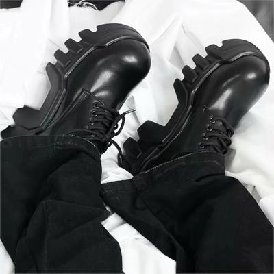 Мода 2025 Ретро Туфли Дерби на Платформе Женские Массивная Подошва с Протектором Круглый Носок На Шнуровке Повседневные Весенние Ботинки Трендовые Универсальные Ботинки