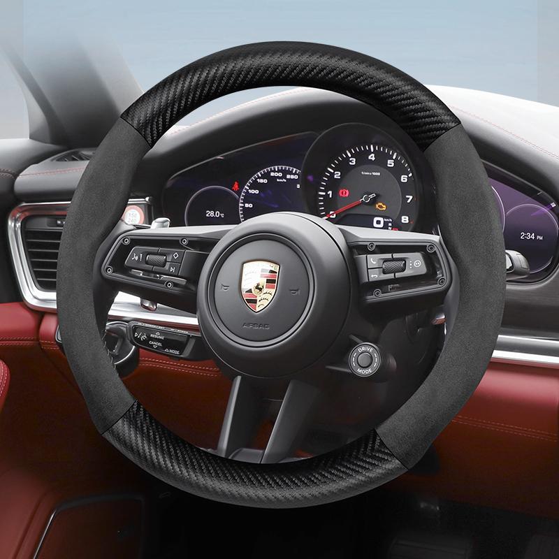 AABKV1 Чехол на руль из замши и углеродного волокна для Porsche Подходит для Macan Cayenne 958 911 997 957 92a Panamera 970 Gts Copa 718 Taycan GT3