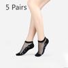 5 Pairs of Women's Summer Embroidered Non Slip Cotton Bottom Glass Silk Socks
