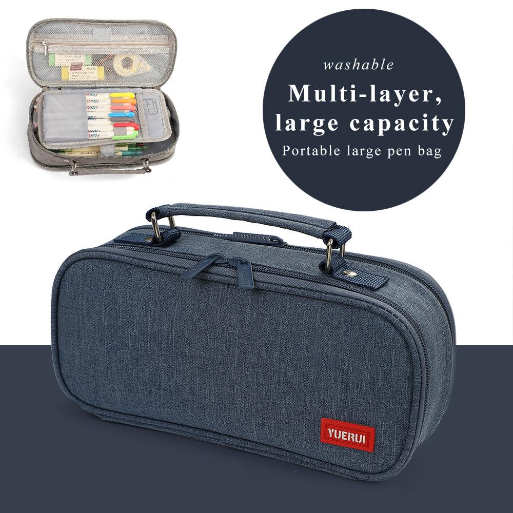 Многослойный холщовый пенал большой вместимости для студентов, простой и многофункциональный пенал, ручной органайзер для канцелярских принадлежностей