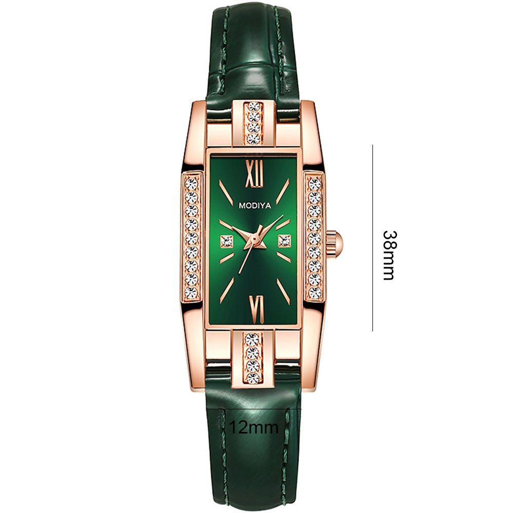 With Diamond Luxury Women Square Wristwatch Ladies Quartz Watch Leather Strap Bracelet Wrist