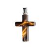 Natural Stone Cross Charm With Metal Loop Tiger Eye Opal Jewelry Prayer Pendant Necklace Making Accessories Diy Components