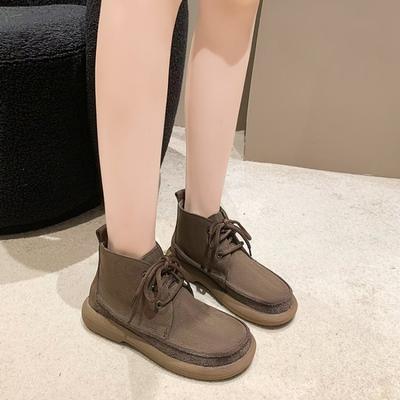 Женские ботильоны больших размеров, осенне-зимние женские зимние ботинки, туфли на платформе, удобные кроссовки с круглым носком и низким каблуком