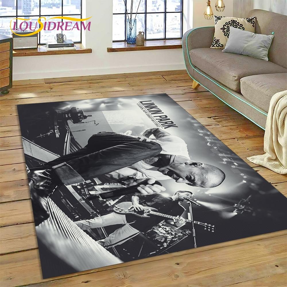 3D Retro Rock Band 3D L-Linkin-Park Rug Carpet for Living Room Bedroom Home Decor,Floor Mat Non-slip Decoration for Sofa Doormat