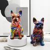 Cartoon Painted Bulldog Statue Mini Colorful Dog Statue Graffiti French Bulldog Statue Living Room
