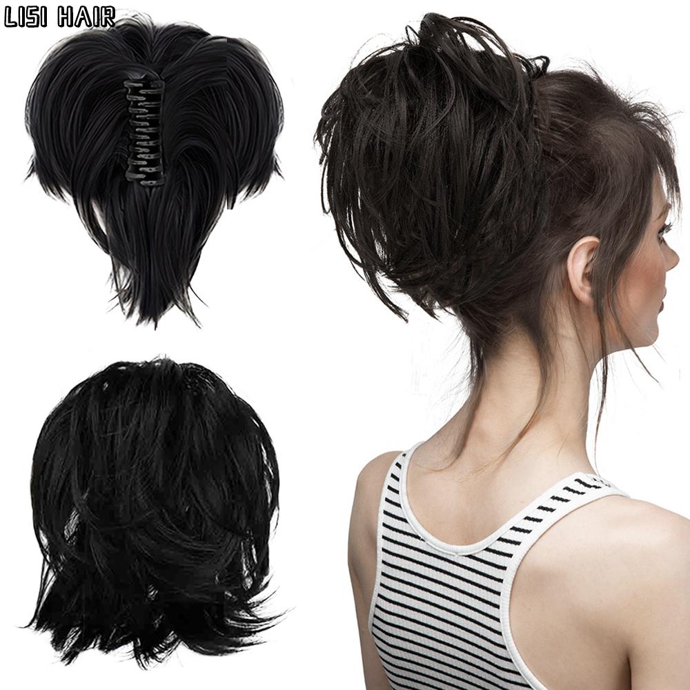 LISI HAIR Синтетический беспорядочный короткий парик с хвостиком, наращивание парика с когтями для волнистого стиля для женщин, повседневная одежда