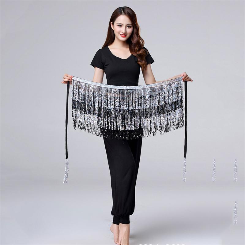 Юбка для танцев на бедрах Юбка с бахромой и пайетками Шарф на бедрах для танцев Юбка для женщин