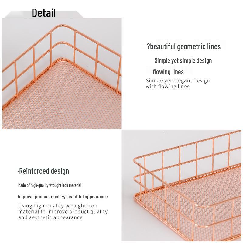Минималистичный настольный органайзер из кованого железа - корзина для хранения закусок и косметики