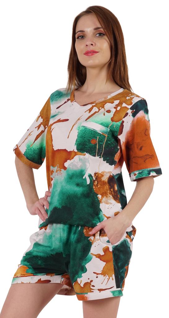 Inkmeso Printed Nightwear Shorts Set For Women Top And Short Sleepwear Sets 2