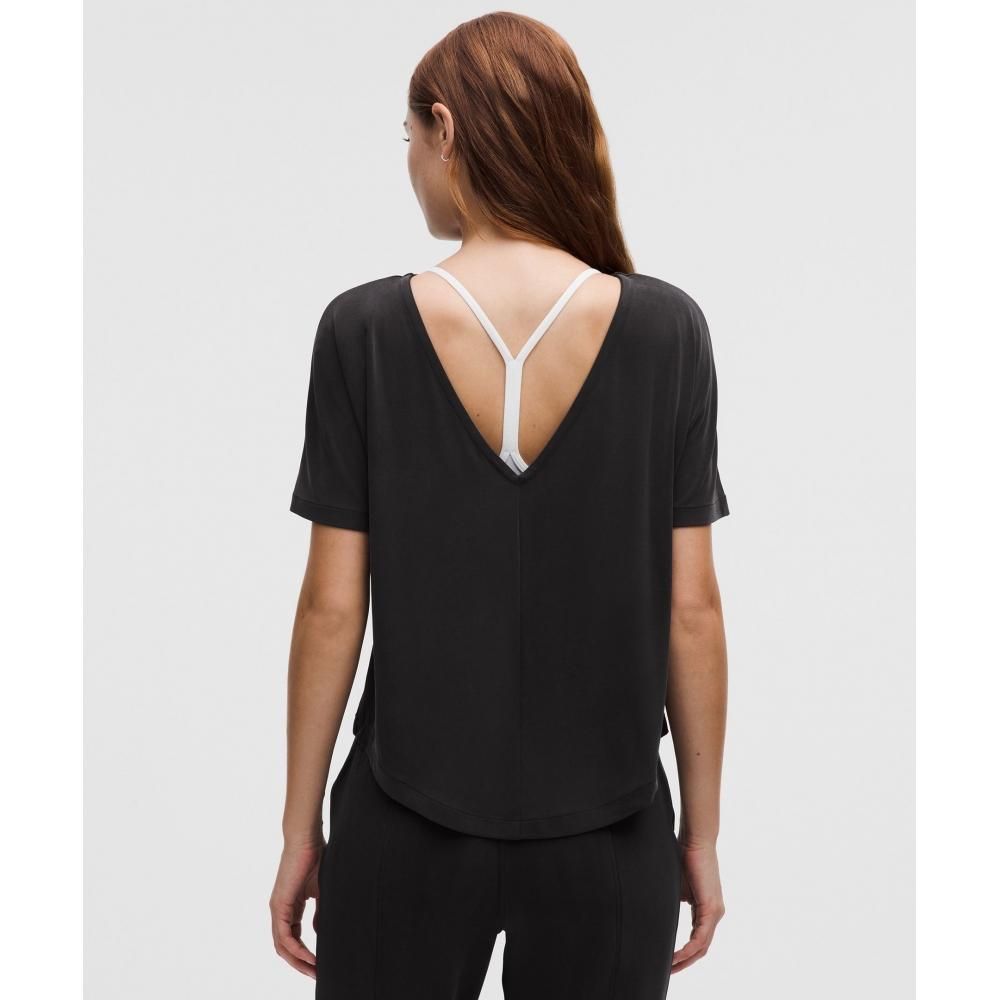 Lululemon Drapey Softstreme Boatneck Short Sleeve Shirt Black