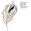 Brooch Peacock Feather Shape Hollow Shiny Rhinestone Stainless Exquisite Colorfast Luxury Bag