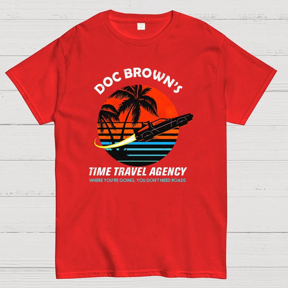 Doc Browns Time Travel Agency Cotton Summer Casual Cool Loose T-Shirt