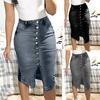 New Women's Fashion Denim Skirt Summer Button Design Split Front Open Skirts