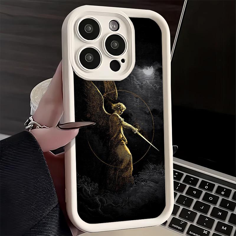 Чехол для телефона iPhone 17 Air 16E 15 16 Pro Max Архангел Михаил Эстетика Чехол 14 Plus 13 12 Mini Мягкий Силиконовый Fundas