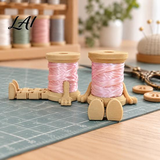 Movable Leg Figurine Spool Figure Ornament with Articulated Legs 3D Printed Shelf Modern Home Accessories Sitter Collectible for Shelf Office Desk