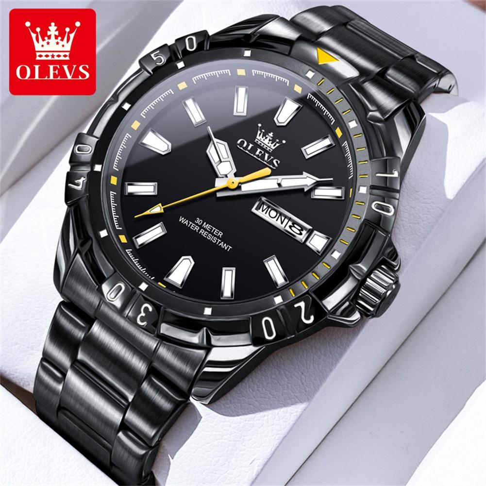 OLEVS 5560 Luxury Brand Men's Quartz Watches Calendar Week Waterproof Luminous Stainless Steel Dress Business Wristwatch for Man