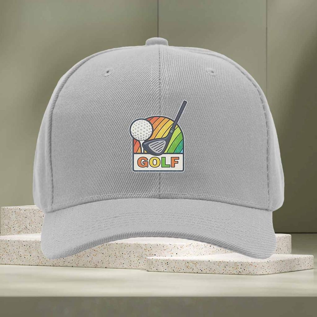Colorful Rainbow Golf Graphic Baseball Cap Adjustable PolyCotton Casual Sport Hat for Adults