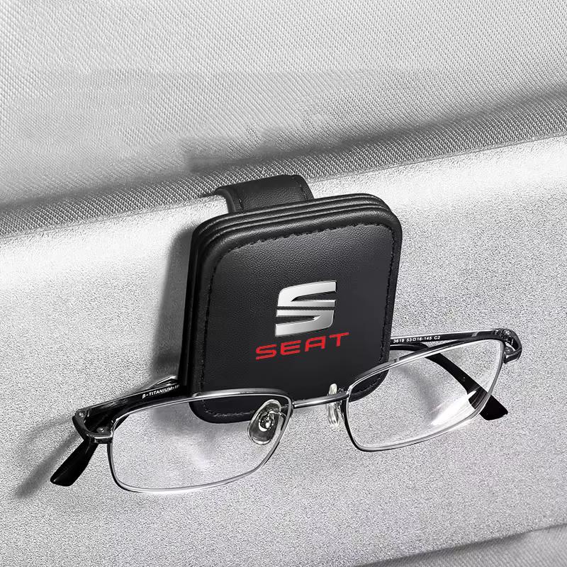 djbf10 Car Sunglasses Holder Eyeglasses Hanger Sun Visor Glasses Clip For Seat Leon Ibiza Alhambra Exeo Altea Arona Mii Car Accessories