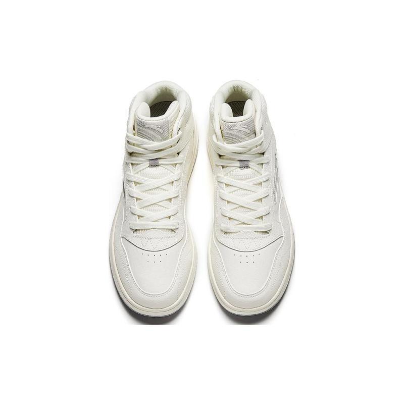 Anta Cushioned Wear-Resistant Slip-Resistant High-Top Skateboard Shoes Women's Ivory White Sneakers 922348087-1