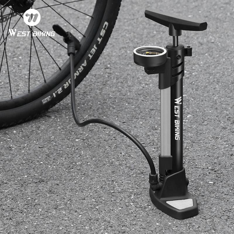 WEST BIKING 160PSI Bicycle Tire Pump Schrader/Presta/Dunlop Valve Bike Inflator Rapid Inflation Digital Pressure Gauge Bike Pump