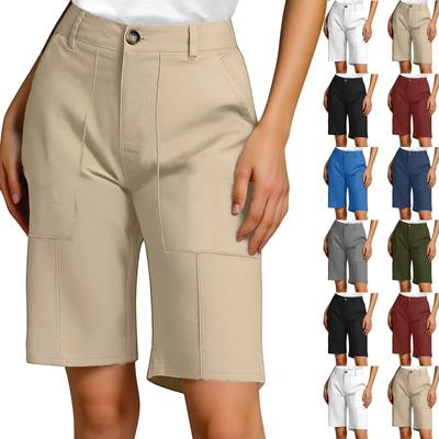 Женские летние повседневные модные свободные и удобные шорты до колена с высокой талией и эластичной резинкой на кармане