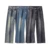 Hong Kong Style Semi-elastic Jeans for Men and Women Loose Straight Wide-leg Pants