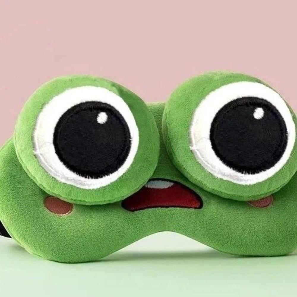 Skin-friendly Frog Sleep Eye Mask Cartoon Plush Sleeping Eye Cover Lovely 3D Eye Mask Dream Night