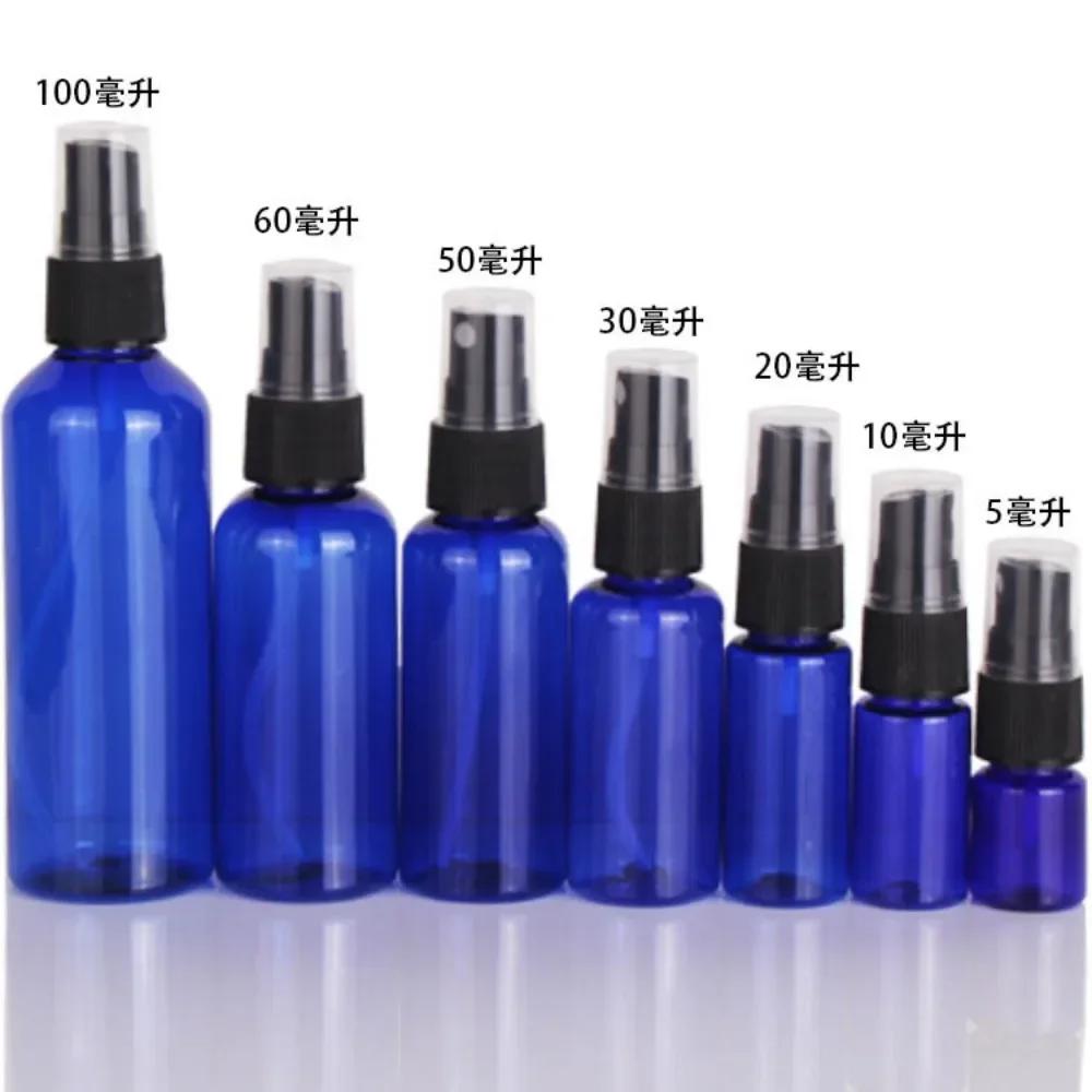 50PCS 20/30/50/60/100ml Empty Blue Spray Refillable Bottles Fine Mist Plastic Containers for Alcohol Disinfectant Wholesale