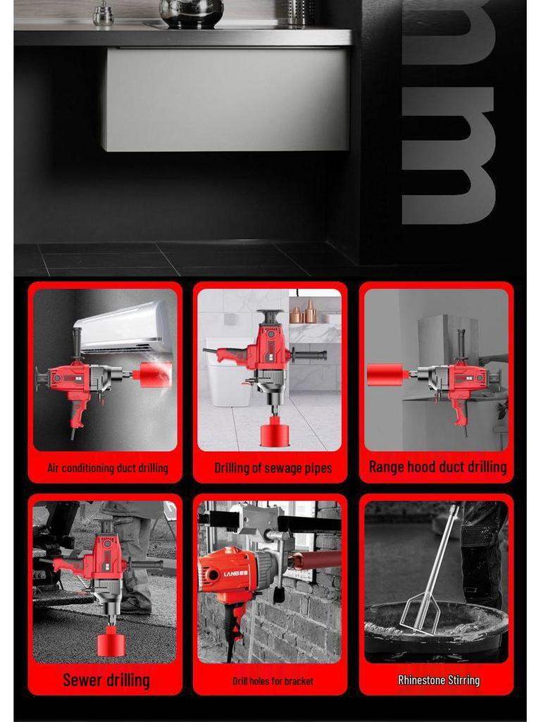 Diamond Core Drill Machine: Handheld & Stand, Wet/Dry, Concrete & AC Hole Opener, Water Drill Mixer