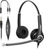 Callez PC Binaural Headphones with Ambidextrous Call Volume Compatible with and Ideal for Web Working from and Video Clear Ultra Black Headset, 3.5mm