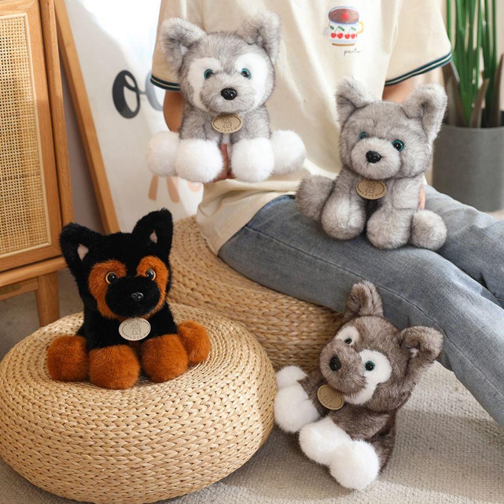 Fluffy Husky Puppy Doll Soft Lovely Companion Pets Cuddly Puppy Plush Toy Children Birthday Gift