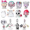 New Halloween Skull Head Charm Bead Fit Original Bracelet Diy Women Jewelry Gift Cute Ghost Pendant Copper