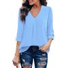 Womens Blouses Casual Tops 3/4 Sleeve V Neck Work Shirts