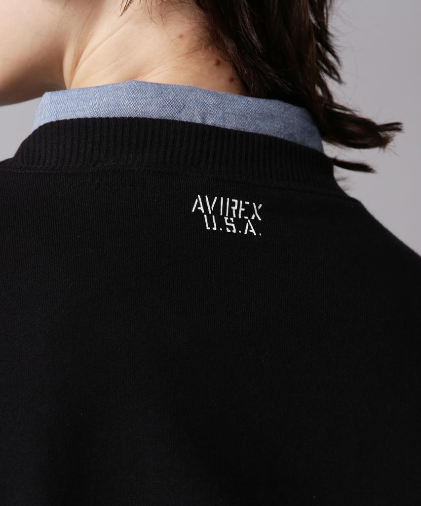AVIREX CREW NECK L/S SWEAT 783-3932002 men's M black