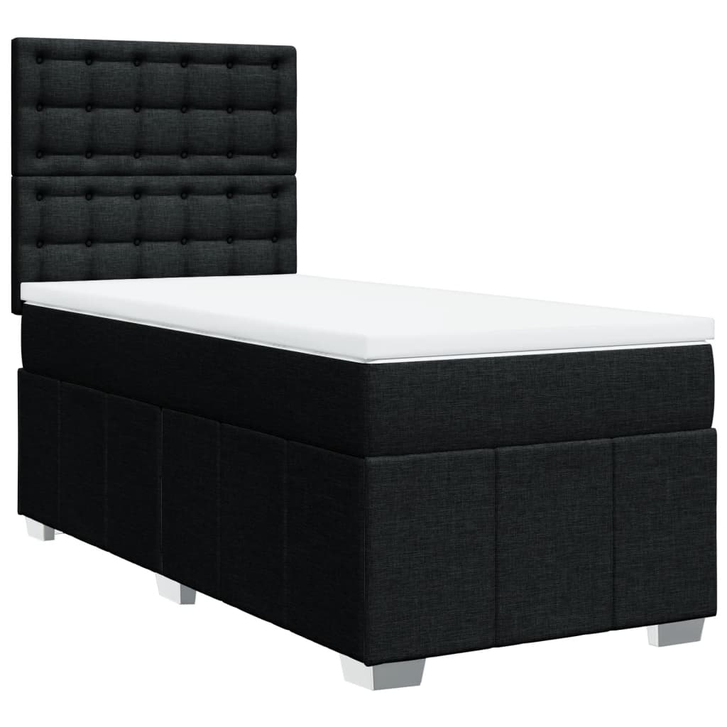 Box Spring Bed with Mattress Black 90 x 200 cm Fabric