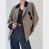 Women's Woolen Twill Contrast Stitching Velvet Jacket Coat - Autumn/Winter Fashion