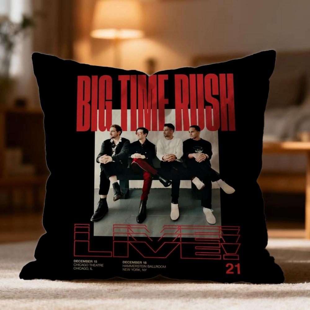 Popular B-BBig Time Rush Cushion Cover Soft Washable Pillow Case Multi-Scene for Couch Bed Travel Office Use