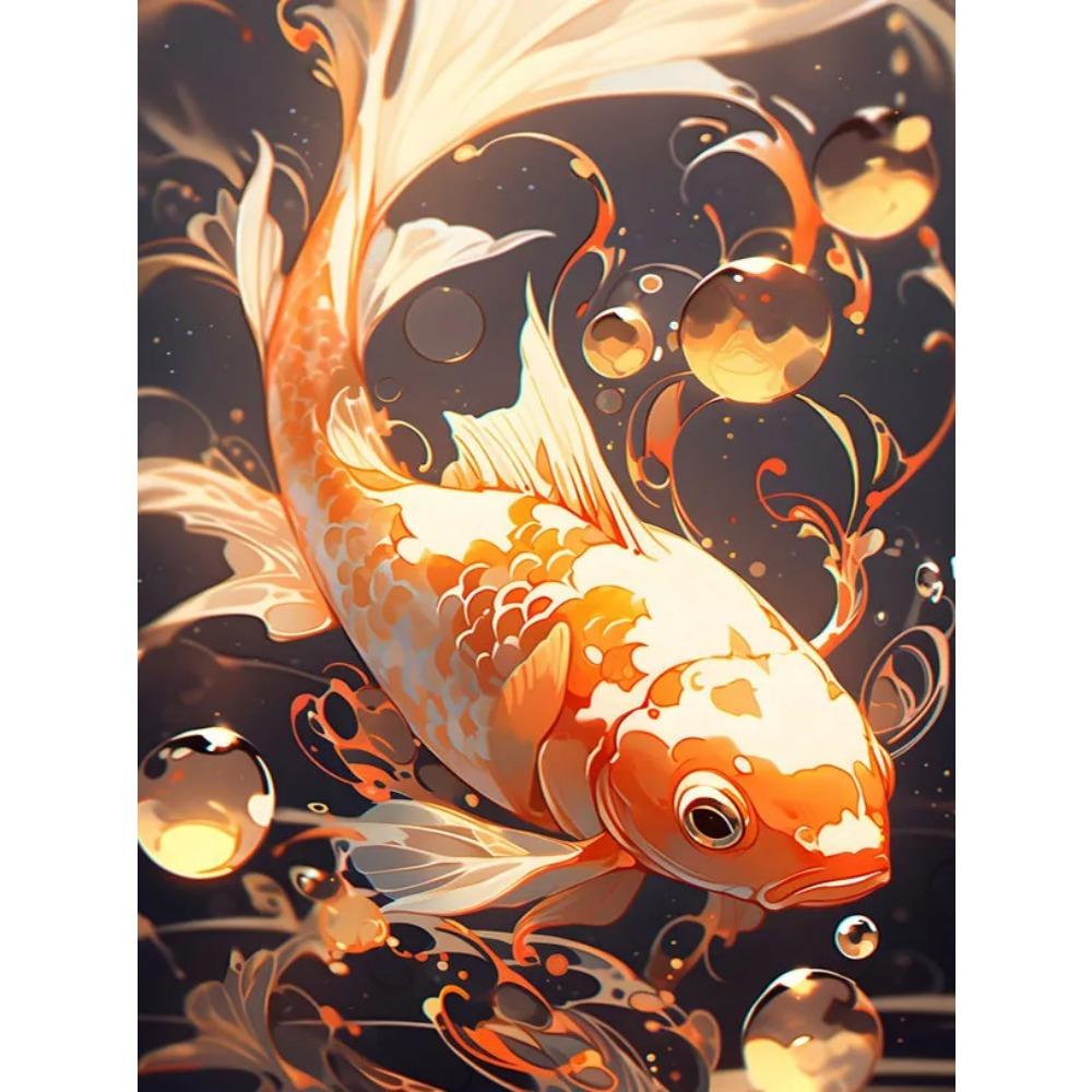 Алмазная картина, полная дрель, красивая круглая алмазная живопись, ручная работа, кои, синий цветок, животное, сделай сам, алмазная мозаика, картина, украшение для дома